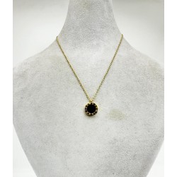 Gold Zincirli Siyah Taşlı Kolye